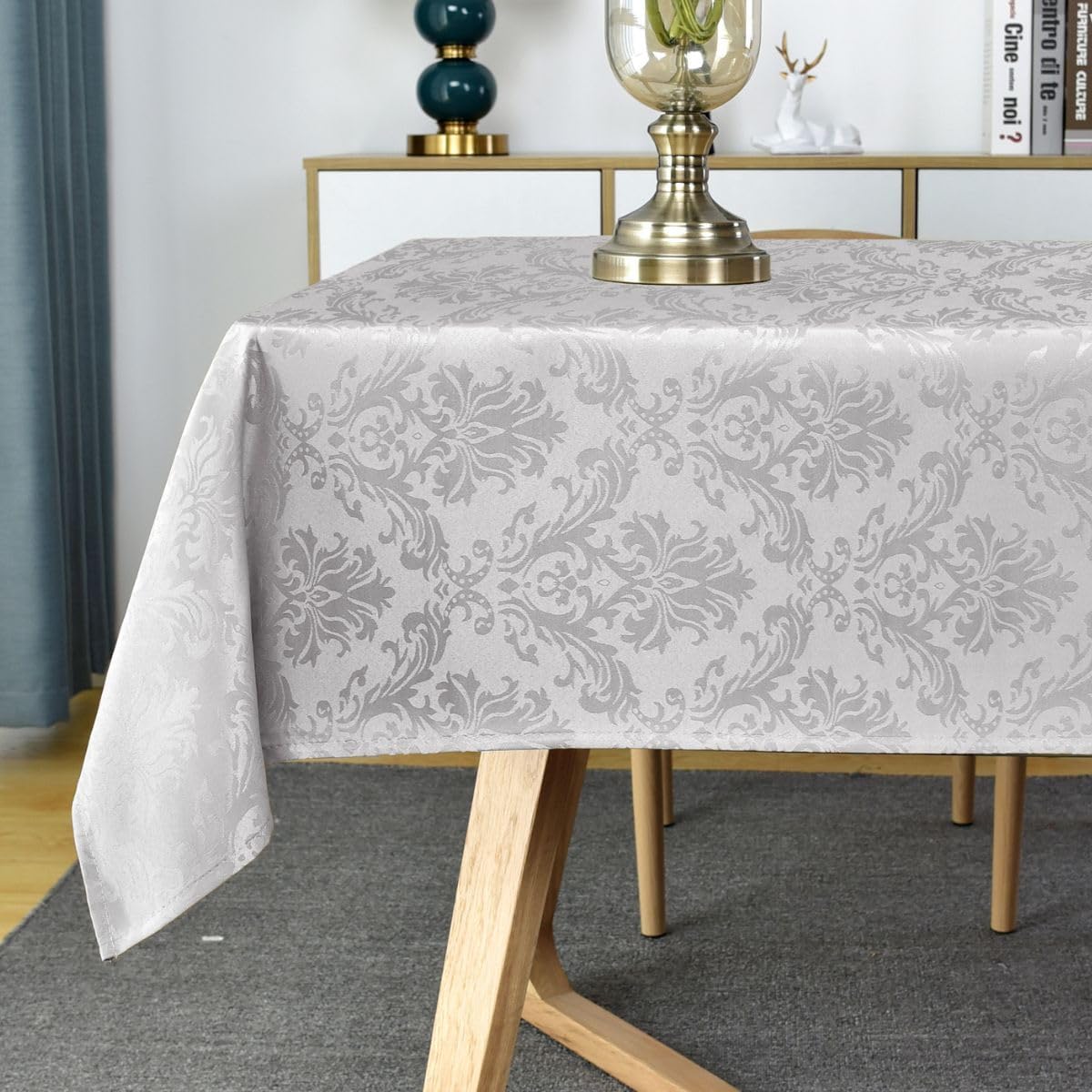 Jacquard Tablecloth Rectangle for Table, Waterproof & Non Slip Fabric Table Cloth for Dining Tables, Parties and Buffet Decorative Tables Cover, 60 x 84 Inch Grey