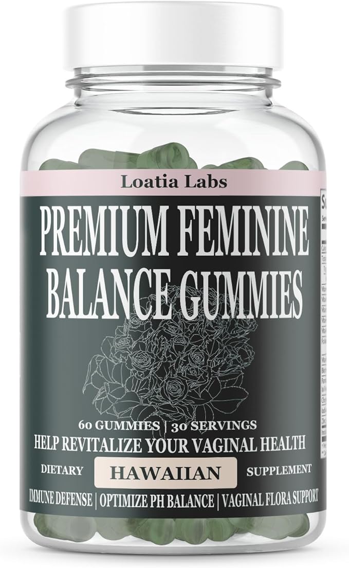 Vital Premium Feminine Balance Gummies for Women's Health & Wellness & Nutrition - Immune Support - Vegan, Gluten-Free & Halal Source - Hawaiian Pineapple - 60 Gummies - 30 Servings (1 Bottle)