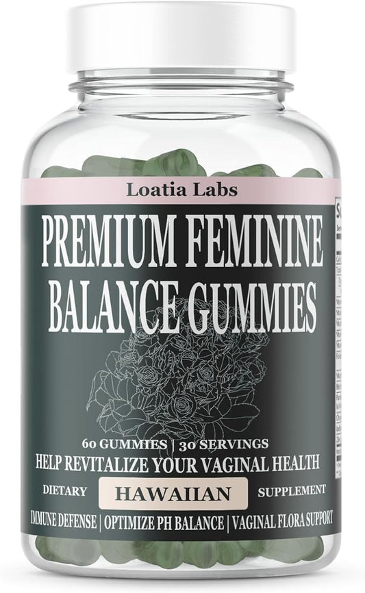 Vital Premium Feminine Balance Gummies for Women's Health & Wellness & Nutrition - Immune Support - Vegan, Gluten-Free & Halal Source - Hawaiian Pineapple - 60 Gummies - 30 Servings (1 Bottle)