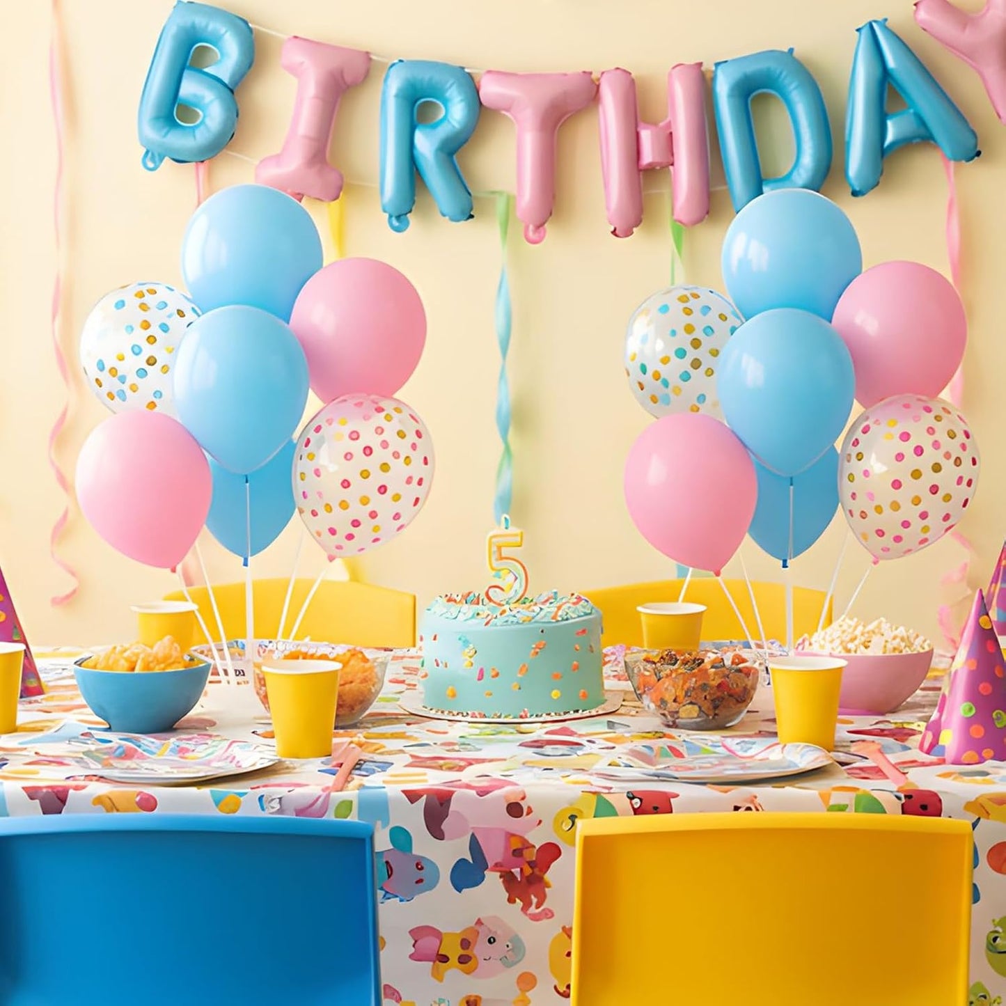 6pcs Balloon Stands Kit Table Centerpiece Table Decorations for Anniversary Birthday Wedding Graduation Retirement Party Decorations (Light Blue Pink)