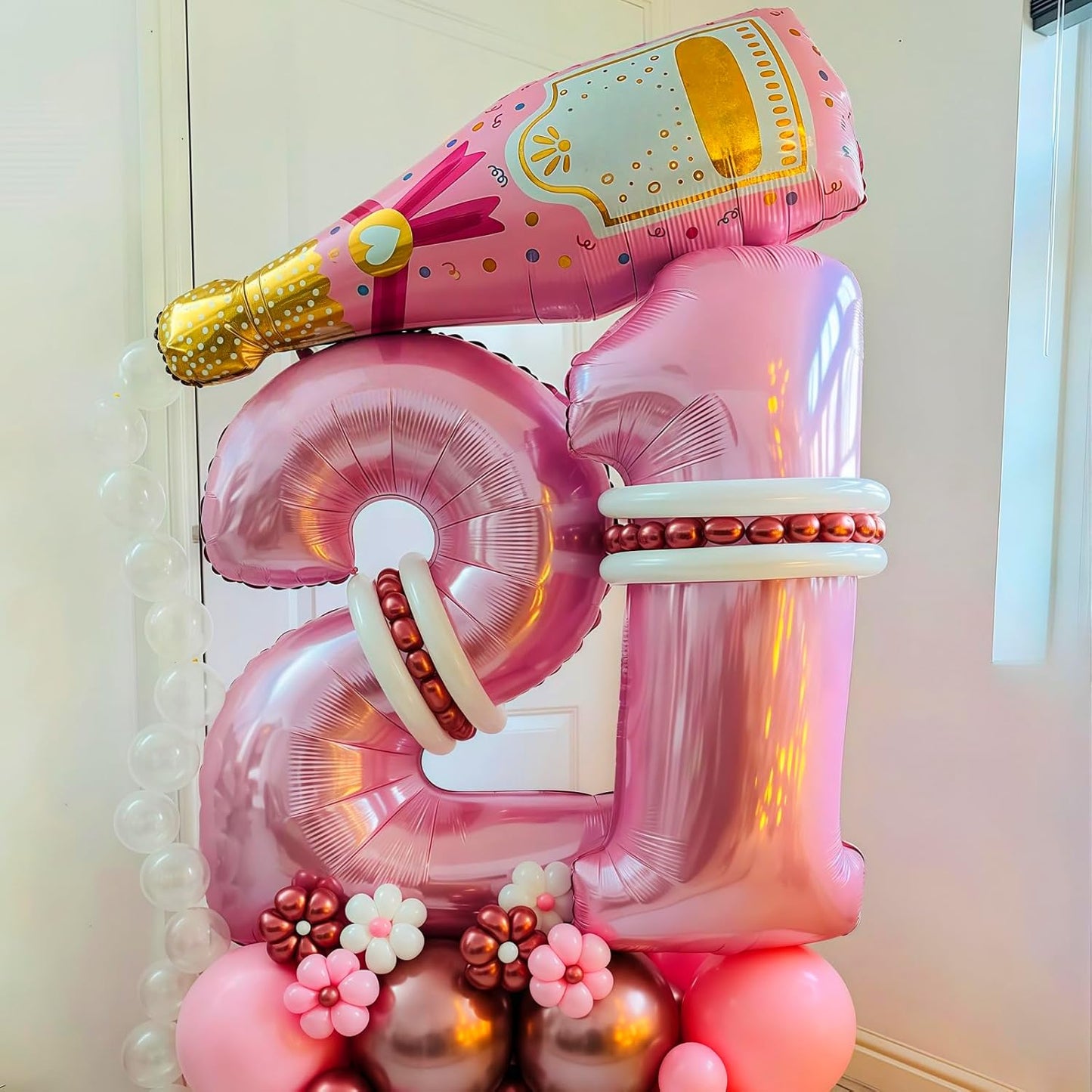 Pastel Pink 6 Balloon, Light Pink 6 Balloons Number,40 Inch Helium Foil Mylar Number 6 Balloon for Birthday Party