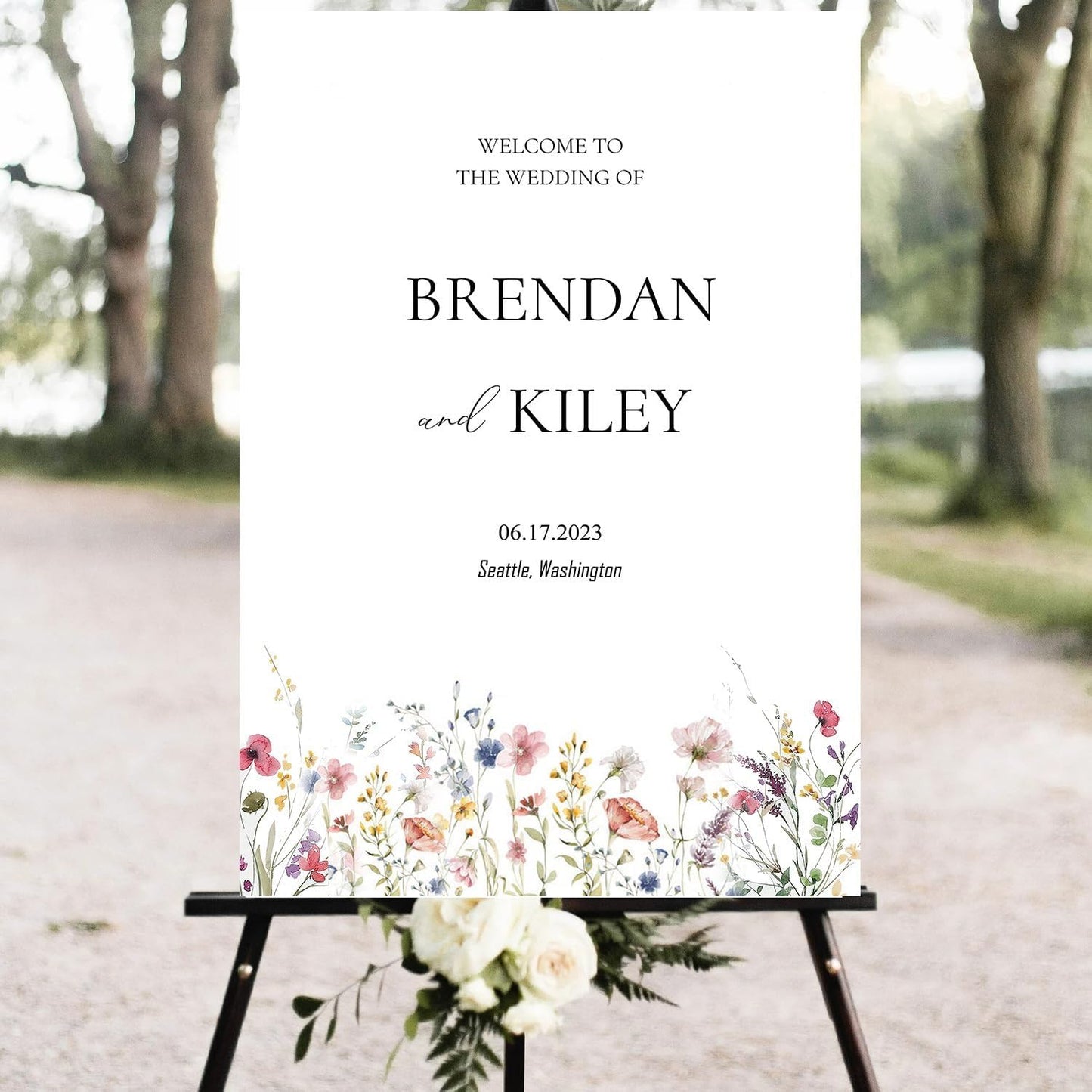 Spring Wildflower Wedding Welcome Signs, Welcome Sign Wedding, Customized Wedding Welcome Sign, Custom Wedding Welcome Sign