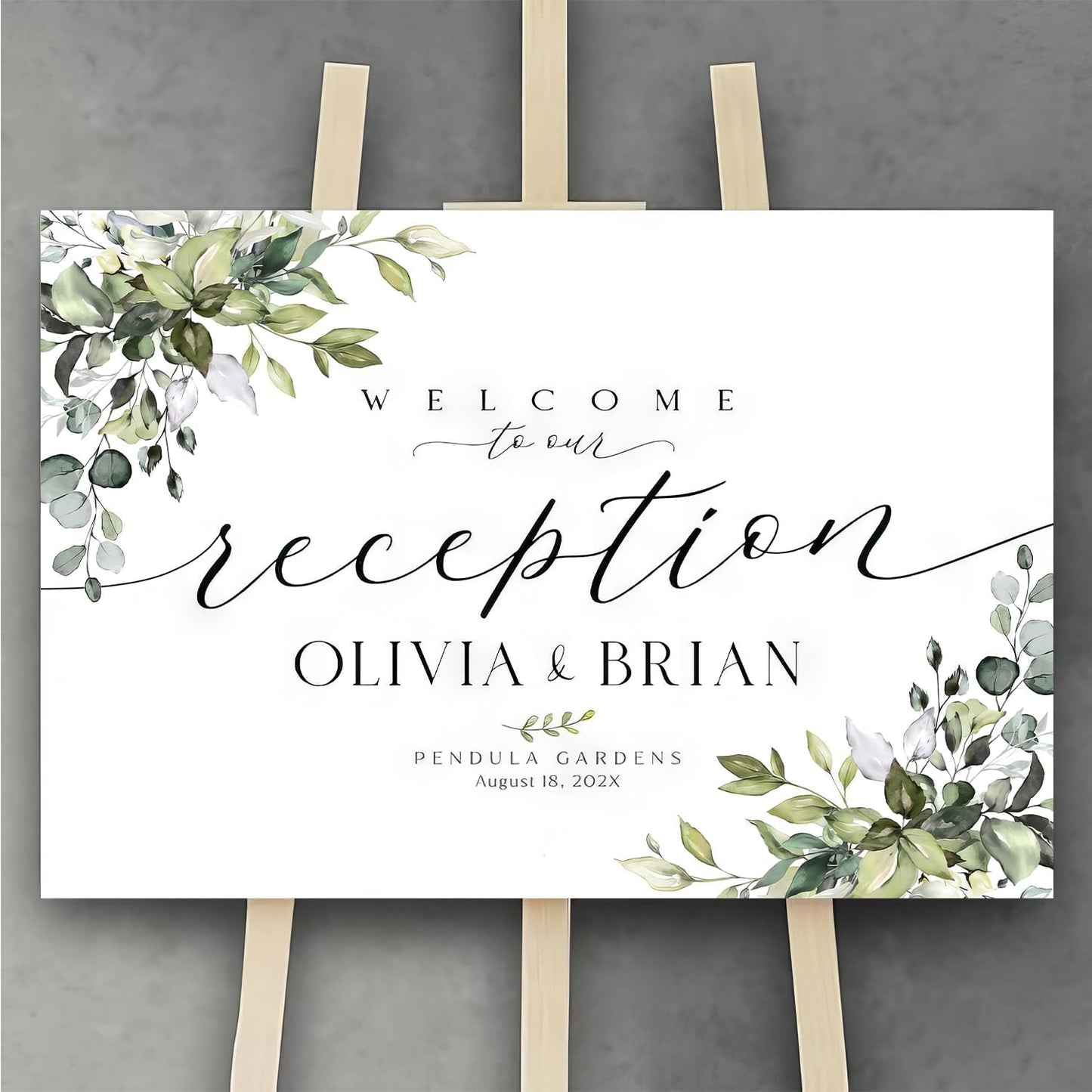Personalized Wedding Welcome Sign, Welcome To Our Wedding Sign, Reception Welcome Sign, Wedding Reception Sign, Wedding Welcome Sign, Wedding Reception Decor, Greenery Wedding Sign, #1