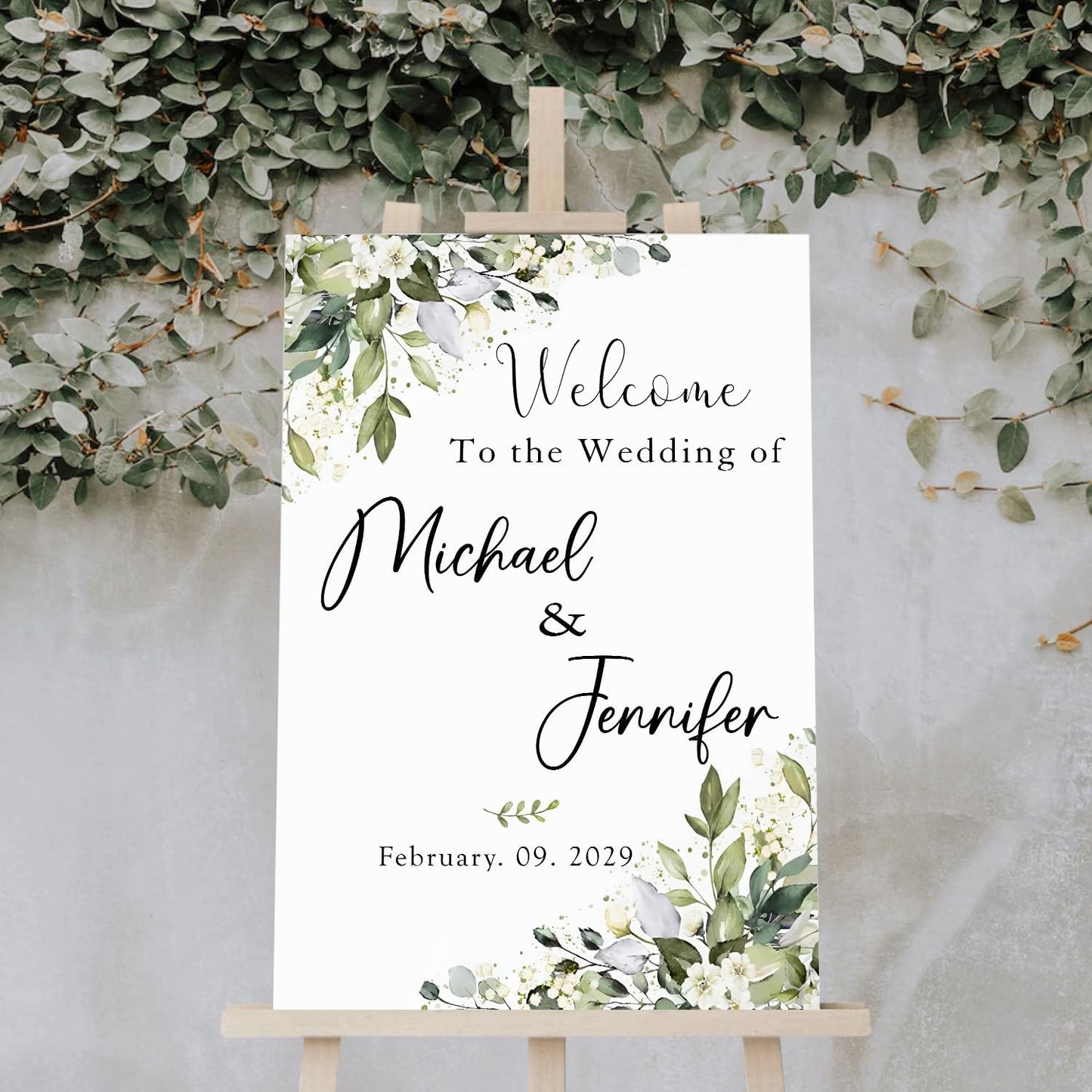 Custom Wedding Welcome Sign, Rustic Wedding Signs, Wedding Decorative Signage, Wedding Reception Signs, Greenery Theme Wedding Sign Decoration, Wedding Sign Flowers