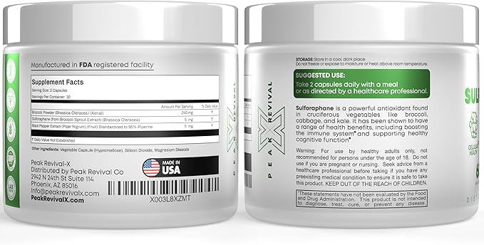 5000mcg of Real Lab-Verified Sulforaphane Supplement - Broccoli Seed Extract 250mg Supplements - Promotes Cognitive Function, Liver & Cellular Support - 60 Vegan Capsules/Pills