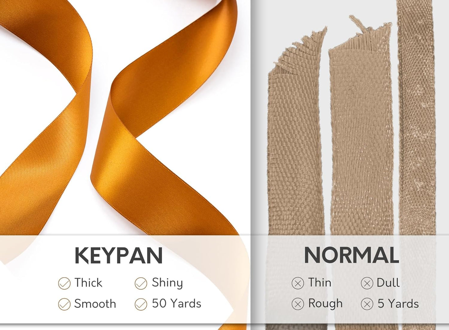 Copper Satin Ribbon 1-1/2 Inch x 50 Yards Double-Faced Polyester Ribbons for Bows Crafts Gift Wrapping Christmas Flower Bouquet Fall Wedding