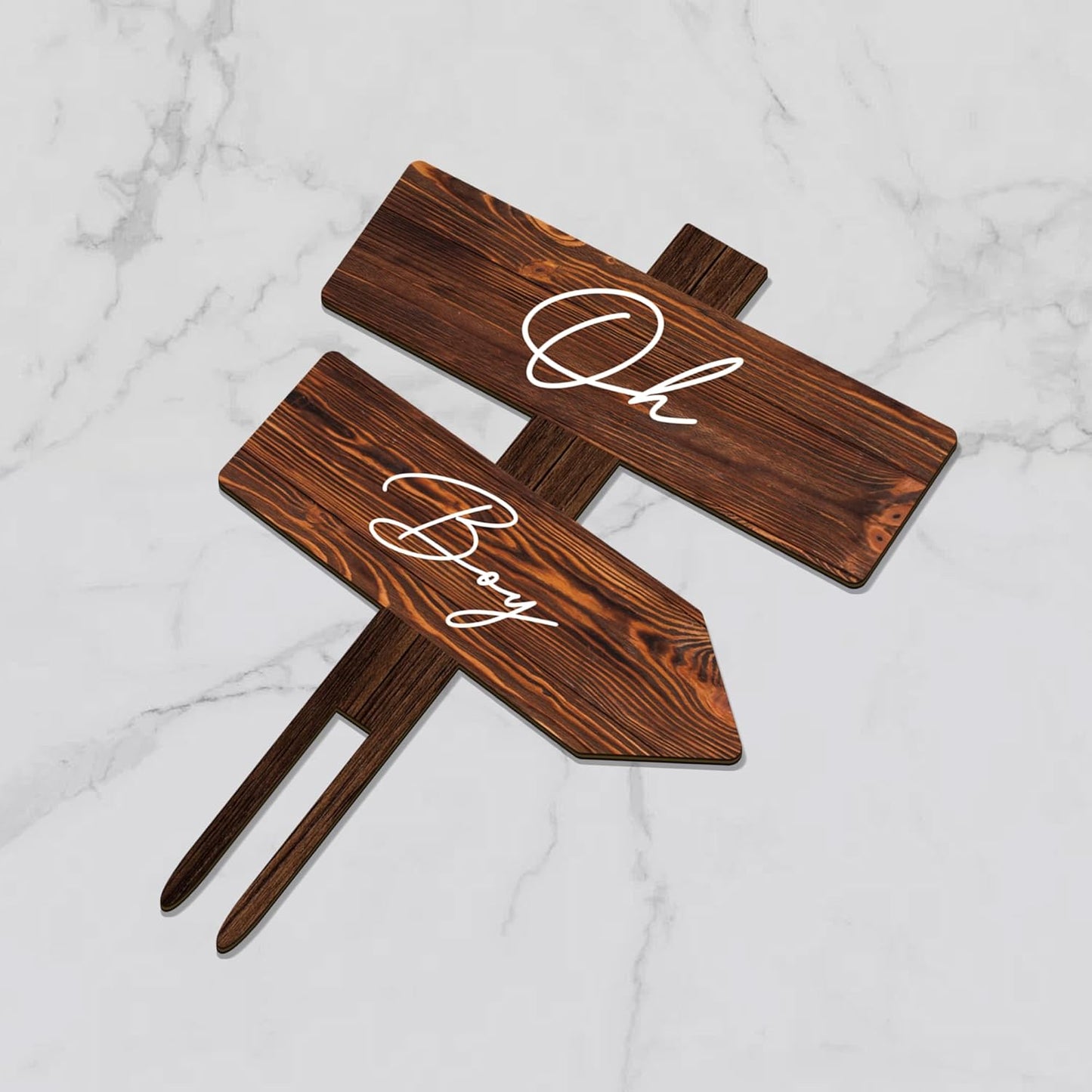 Rustic Oh Boy Cake Topper in Wood Baby Shower Gender Reveal Party Cake Decoration