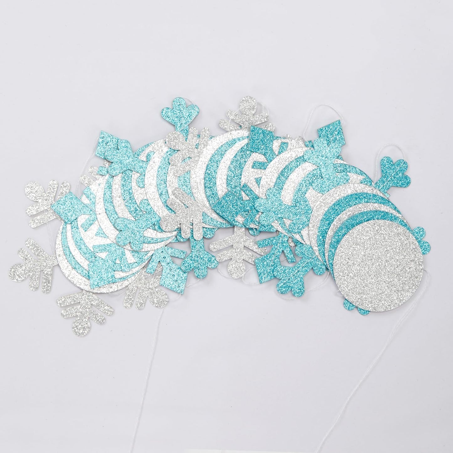 Snowflake-Snow Teal-Silver Christmas Party-Decorations Garland - 58Ft White Winter Wonderland Frozen Hanging Paper Streamers Banner,Birthday Wedding Baby Bridal Shower New Year Supplies Decor Ouruola