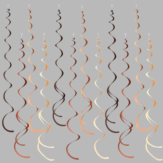 36 Pcs Brown Hanging Swirl Decorations Ombre Cream Tan Brown Felt Swirl Streamer Spiral Ceiling Garland for Boho Neutral Safari Woodland Rustic Cowboy Western Teddy Bear Birthday Baby Shower Wedding