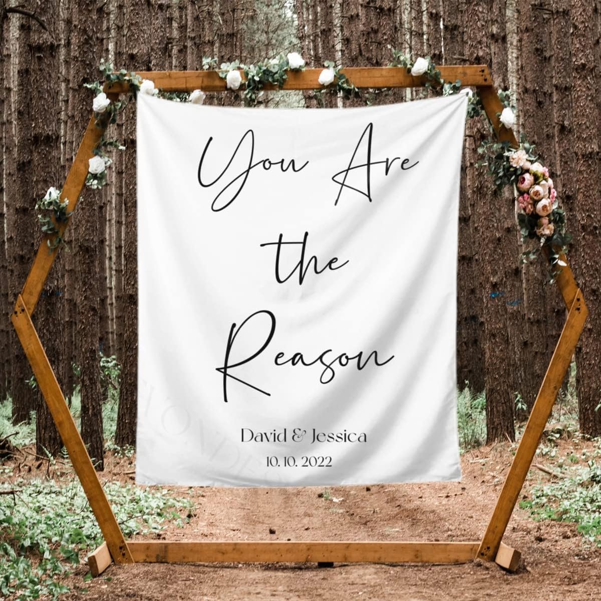Custom Tapestry with Names and Date, Rustic Backdrop for Ceremony, Reception Arch, Wedding Decorations