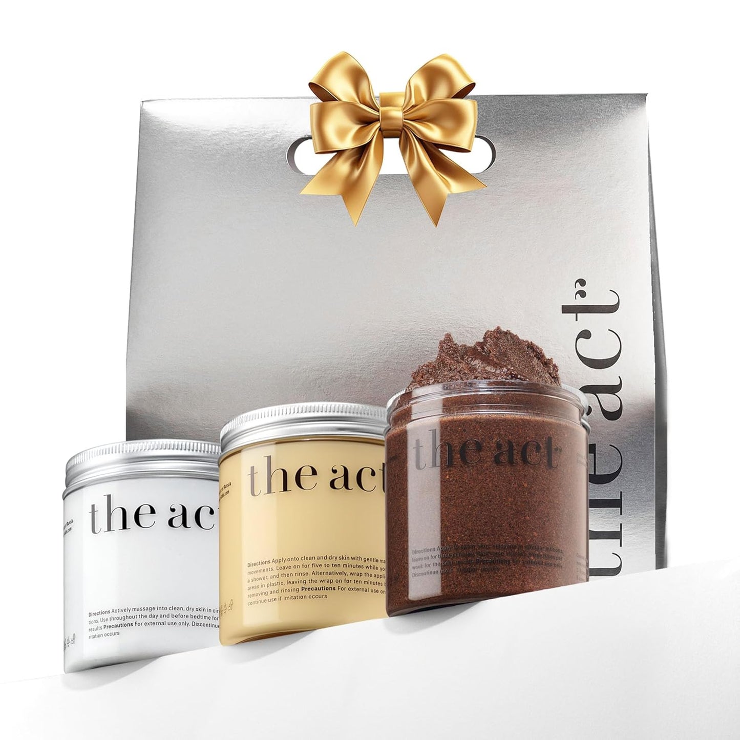 THE ACT Body Spa Gift Set – Firming Body Cream - Body Wrap Mask - Coffee Scrub – Gift Box for Women Daughter Mom Wife – Luxury Skincare - Self Care Basket Birthday Mother’s Day - Relaxation & Wellness