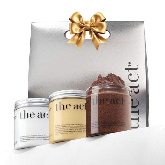 THE ACT Body Spa Gift Set – Firming Body Cream - Body Wrap Mask - Coffee Scrub – Gift Box for Women Daughter Mom Wife – Luxury Skincare - Self Care Basket Birthday Mother’s Day - Relaxation & Wellness