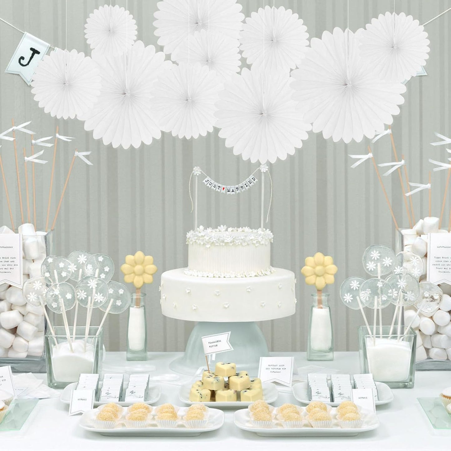 20 Pcs White Hanging Paper Fan, Hanging Honeycomb Round Paper Fans for Weddings, Birthdays, Christmas, Baby Showers, Classroom, Events Ceiling Party Supplies Decorations