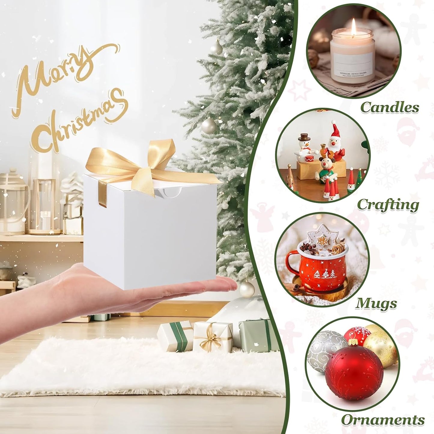 DOYIDE Small Gift Boxes, 20 Pack 5x5x5 Inch White Elegant Paper Boxes with Ribbons, Crafting, Christmas Gift Box Wedding Party Favor, Cupcake, Candy, Bridesmaids Proposal Box