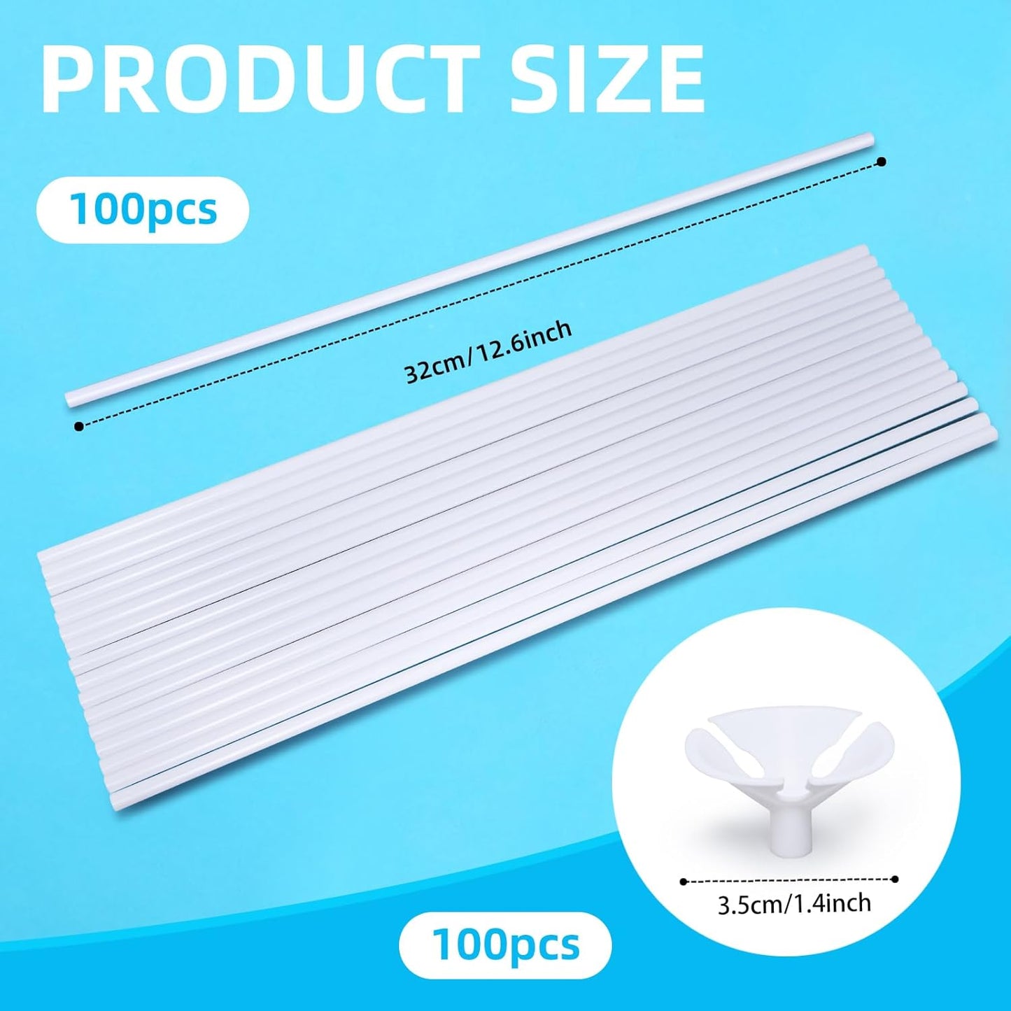 Balloon Sticks - 100Pcs Balloon Stick and Cup for Party Wedding