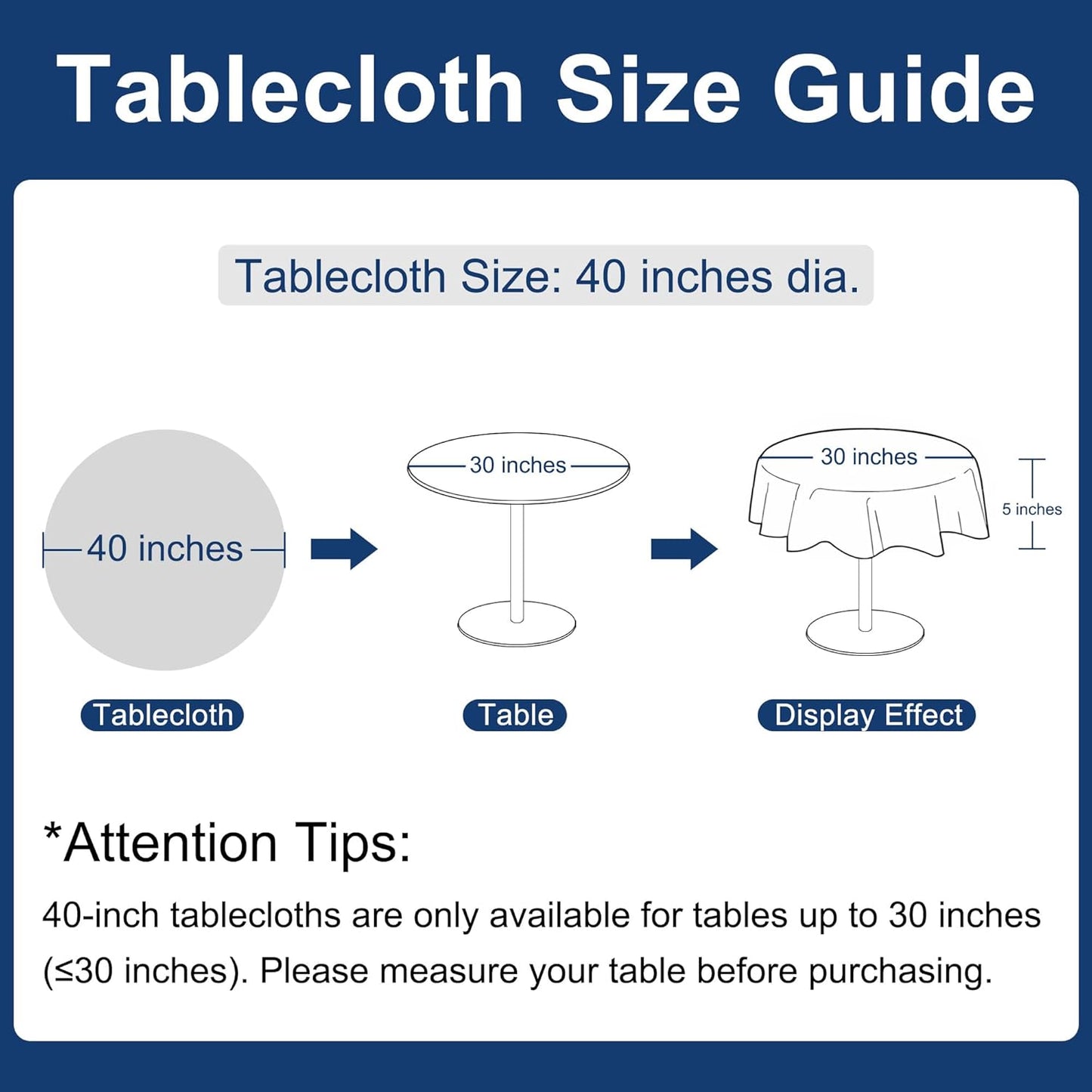 Hiasan Linen Tablecloth 40 Inch Round - Wrinkle and Stain Resistant Washable Polyester Fabric Table Cloth for Dining Room Kitchen Party, Aqua