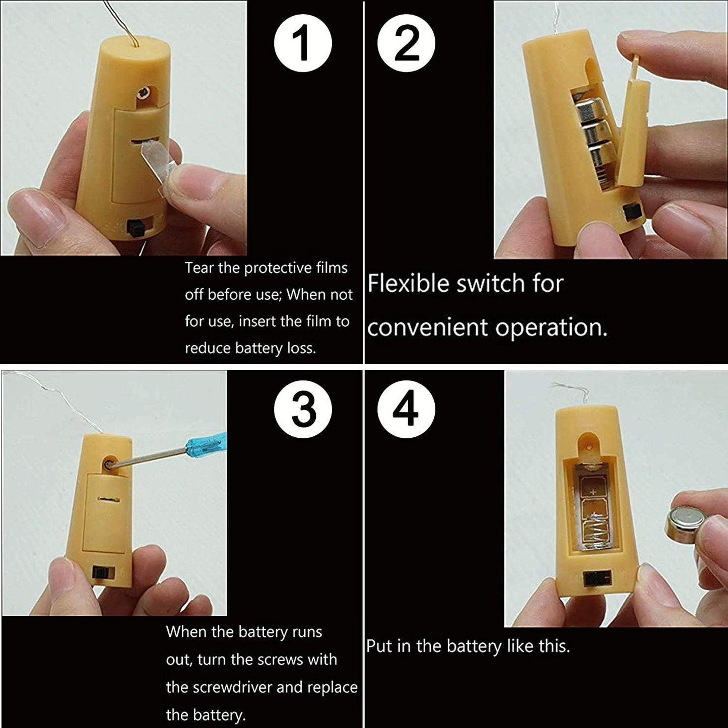 YJFWAL 24Pack 20LED Wine Bottle Lights with Cork, Cork Shape Silver Copper Wire Fairy Mini String Lights Fairy lights Battery Operated for DIY, Party, Wedding, Christmas, Halloween Decor (Warm White)