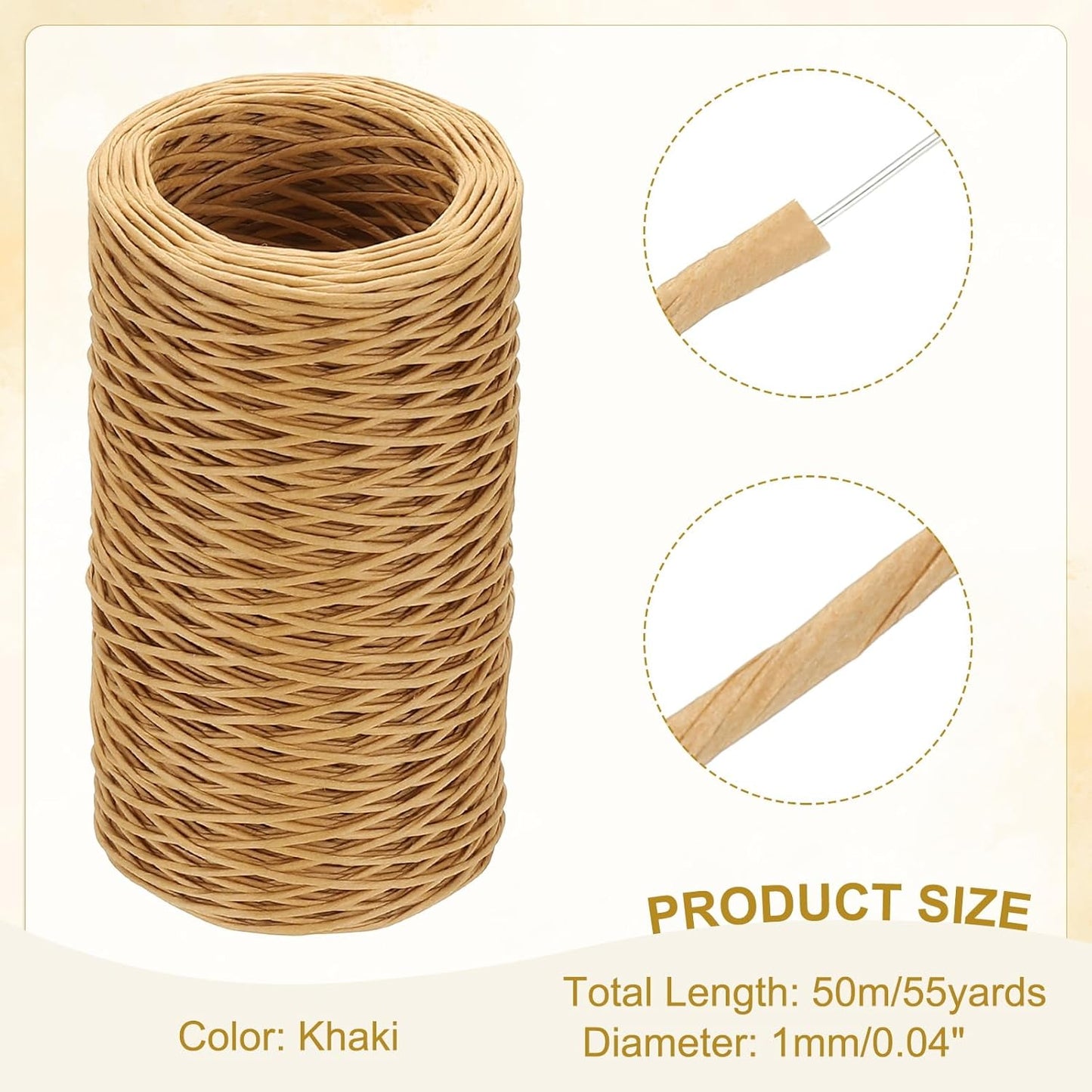 uxcell 55 Yards Floral Bind Wire Wrap Twine, 1mm Floral Wire Vine Bind Wire Rustic Craft Wire for DIY Projects Flower Bouquet Making Wreath Gift Wrapping Wedding Decoration, Khaki