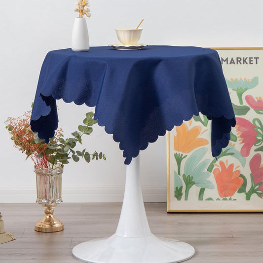 Small Square Navy Tablecloth 36 x 36 Inch Polyester Fabric Washable Table Cover Decorative Wrinkle Resistant Solid Color Table Cloth for Kitchen Dinning Party Wedding Camping