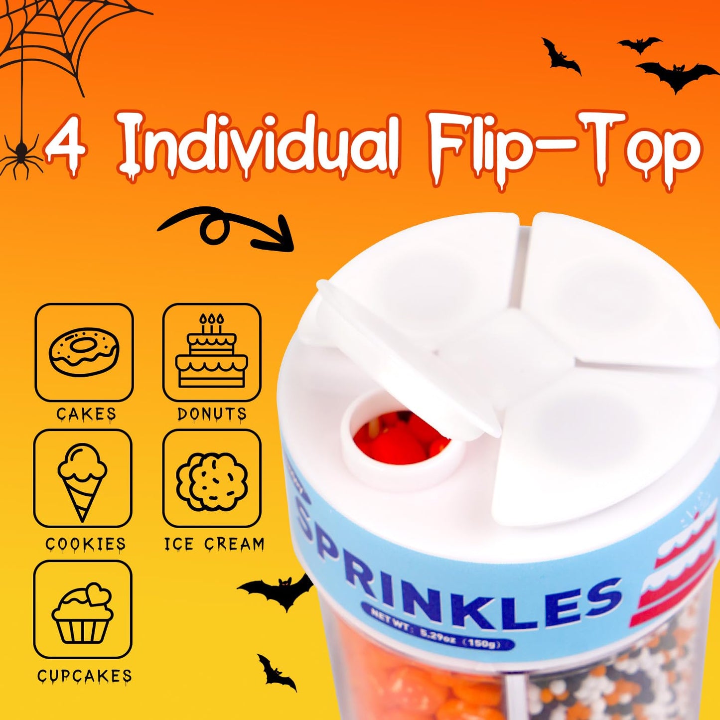 Dazzjoy Halloween Sprinkles, 150g/5.29oz, Edible Halloween Sprinkles for Cake Decorating, Edible Cake Decoration & Cupcake Topper