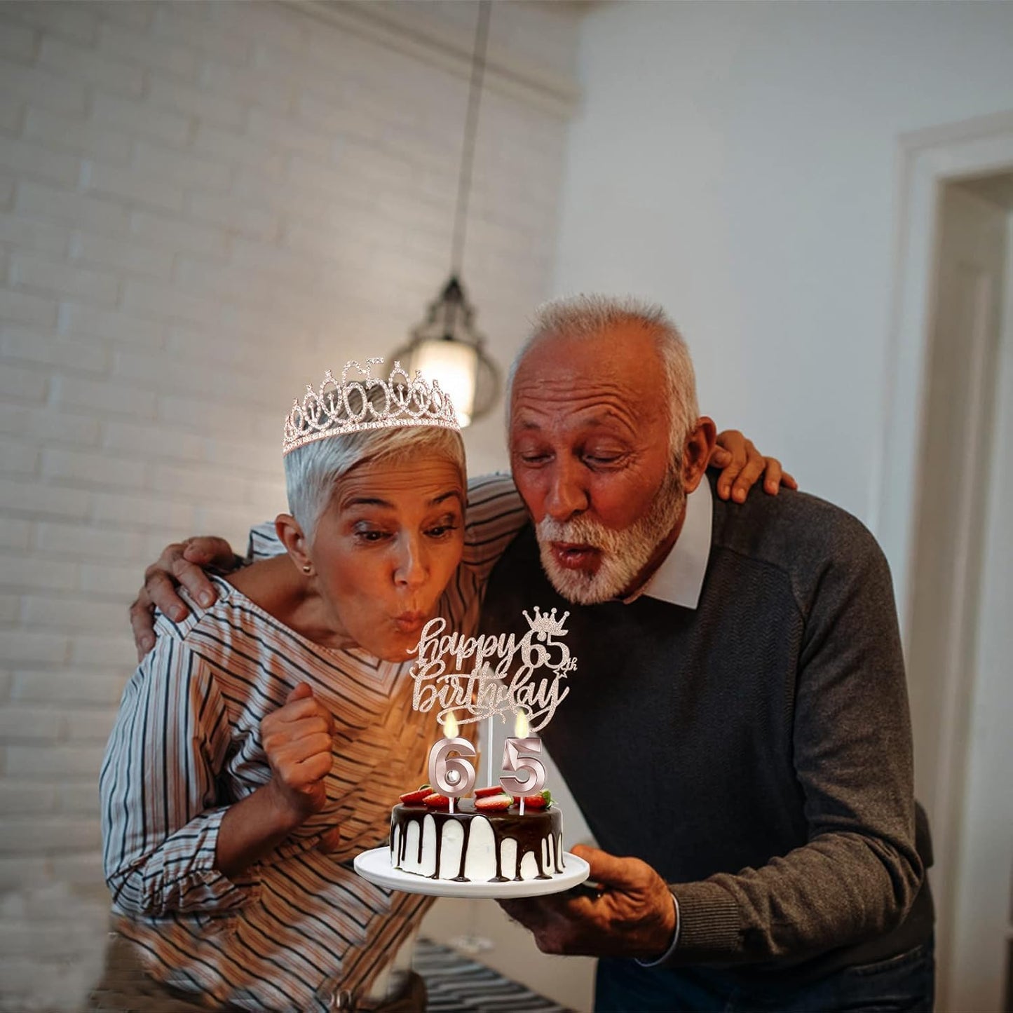 65th Birthday Decorations for Women, Including Sash, Crown/Tiara, Candles, Cake Topper, 65th Birthday Gifts for Women