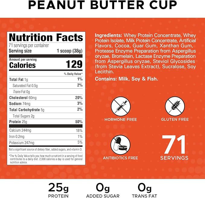 High Whey, Protein Powder 6LB, Whey Isolate, Gluten Free, Lean Muscle Mass for Men & Women, 25g of Protein Per Scoop, 2.7kg, 73 Servings (Peanut Butter Cup, 6 Pound)