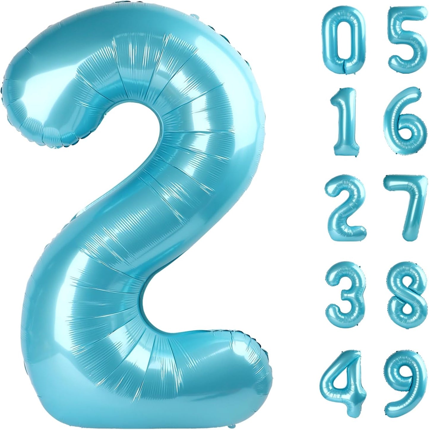 Pearl Blue 2 Number Balloon, 40 Inch Number 2 Balloon Birthday Decoration, Number 2 Helium Balloon 12 20 22 23 24 26 28 42 Celebration, Boy Girl Baby Anniversary Party Graduations Supplies Decorations