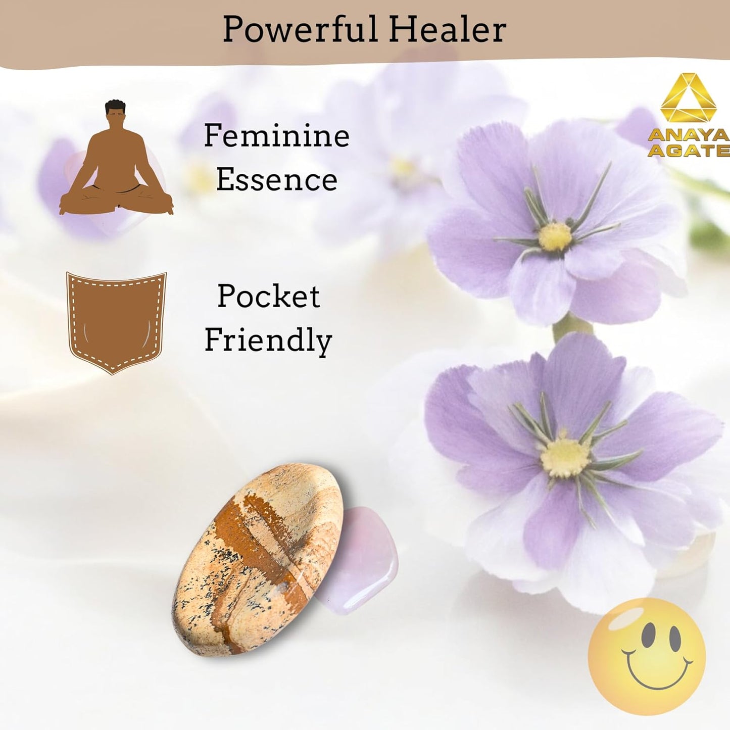 Picture Jasper Worry Stones – Crystal Thumb Worry Stone for Anguish, Stress – Relaxing and Soothing Balance Stones for Meditation, Stress Relief – Healing Stones and Crystals for Men and Women