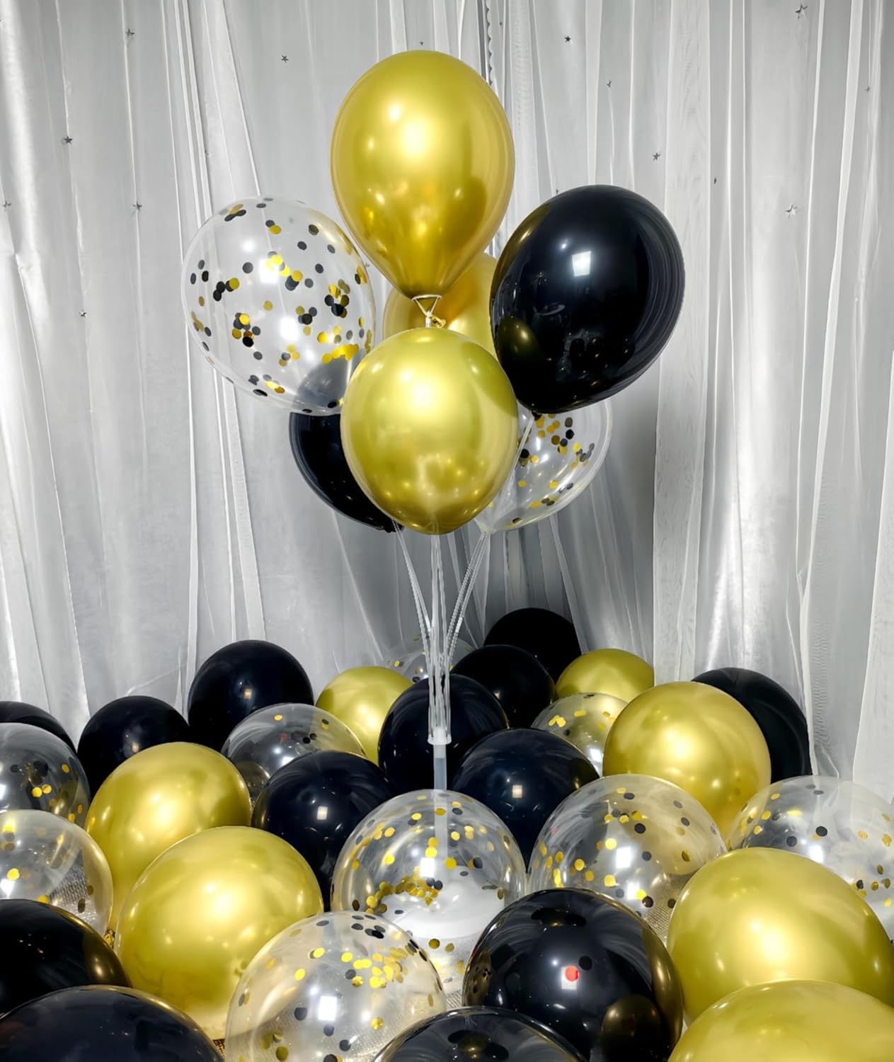 300 Pack Black and Gold Balloons 12 Inch Black Gold Confetti Balloon for Various Party Events Decorations