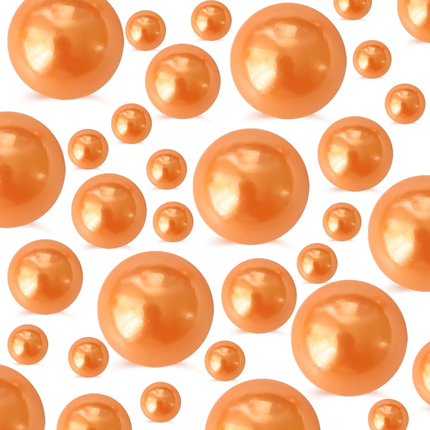 260Pcs Pumpkin Glossy Beads for Centerpiece Decor, Artifical Pearls Pumpkin Vase Filler, No Hole Round Pearl Beads for Wedding Birthday Halloween Party Home Decor(18mm 14mm 6mm)