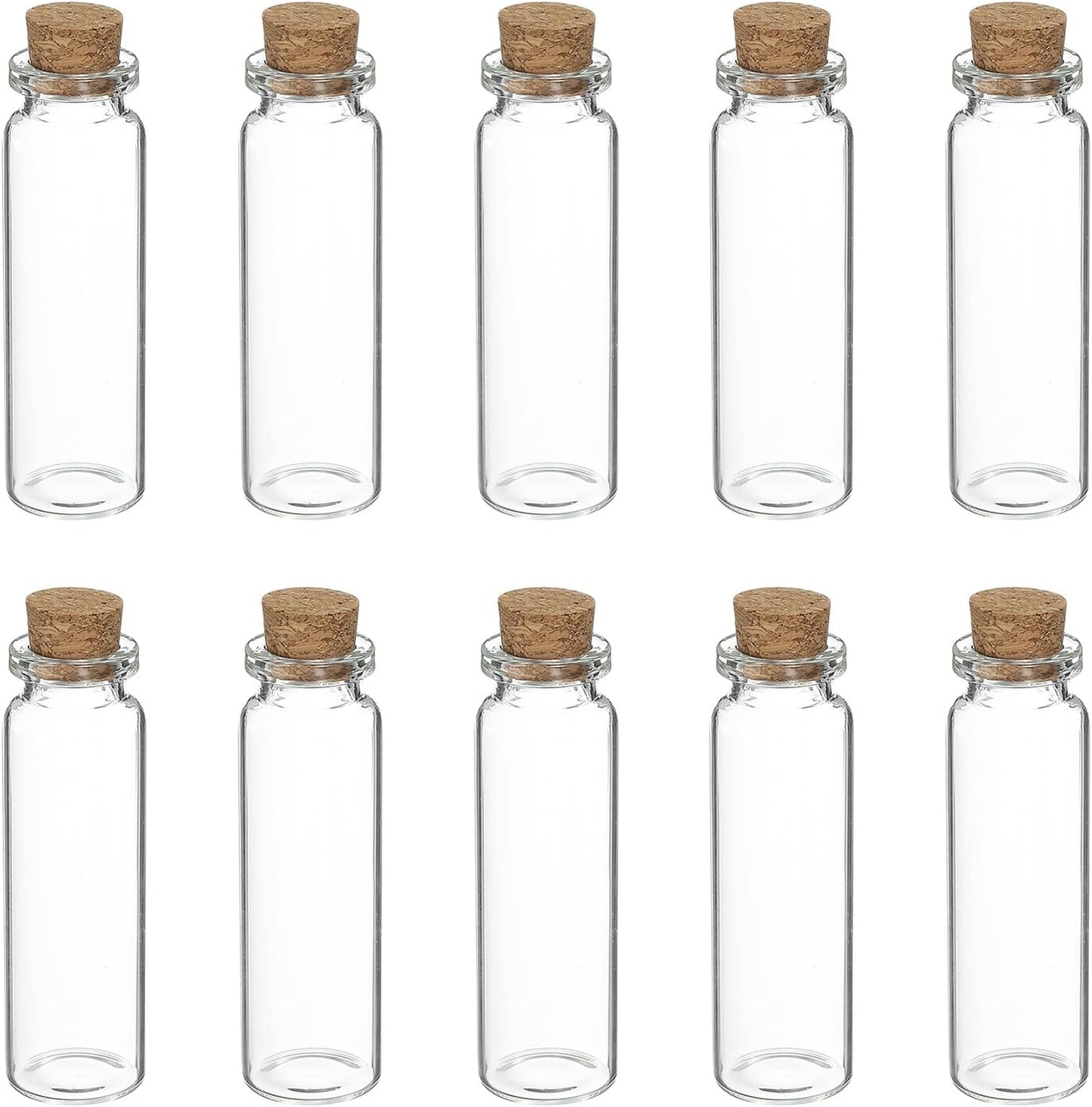uxcell 10Pcs Mini Glass Bottles with Cork Stoppers, 15ml Small Clear Bottles Glass Empty Jars Vials for DIY Crafts Party Wedding Decor Favors