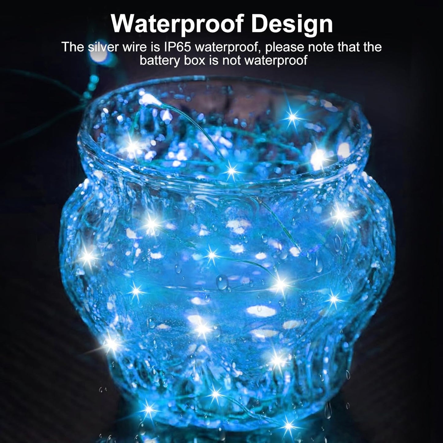 btfarm 30 Pack Fairy Lights Battery Operated [3 Modes], 7ft 20 Led Twinkle Lights String Lights Waterproof Bulk Small Mini Silver Wire for Christmas Mason Jars Wedding Table Centerpiece, Blue White