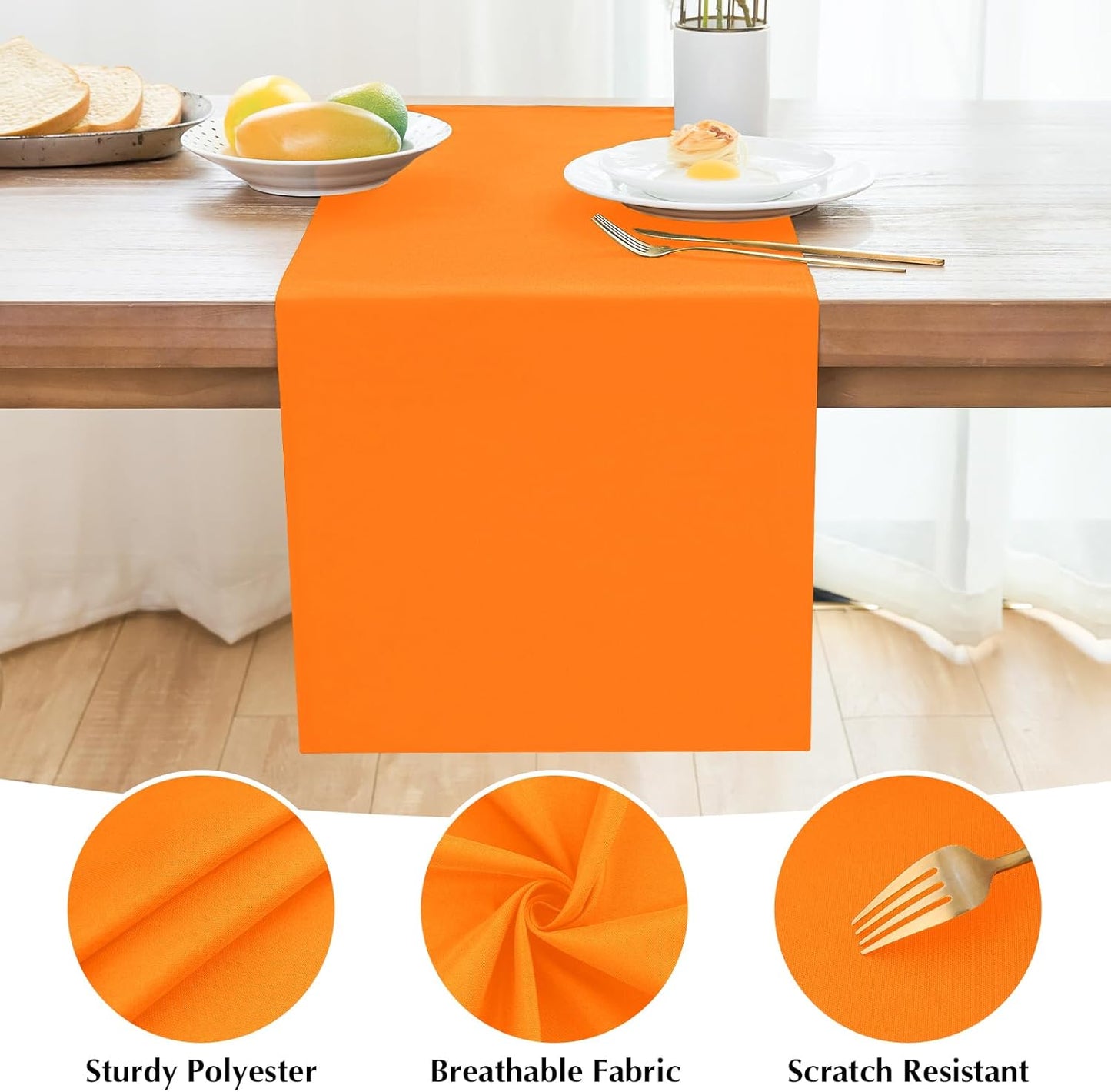 2 Pack Orange Small Short Table Runner 12 x 48 Inch Solid Color Runners Coffee Table Dresser for Daily Party Home Decoration