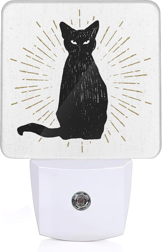 Black Cat Night Light, Cute Cat Night Light Plug into Wall with Dusk to Dawn Sensor, LED Lamp Energy Saving Lights for Men Women Boys Girls,Lamp for Bedroom Bathroom Hallway