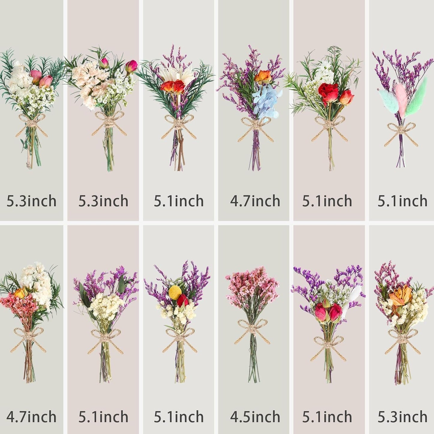 10/12/24/36 Pack Mini Dried Flowers for Vase Wedding Various Mini Bouquet Dried Small Wildflowers Natural Flowers Bulk for Crafts DIY Decor (36, Romantic Colour)