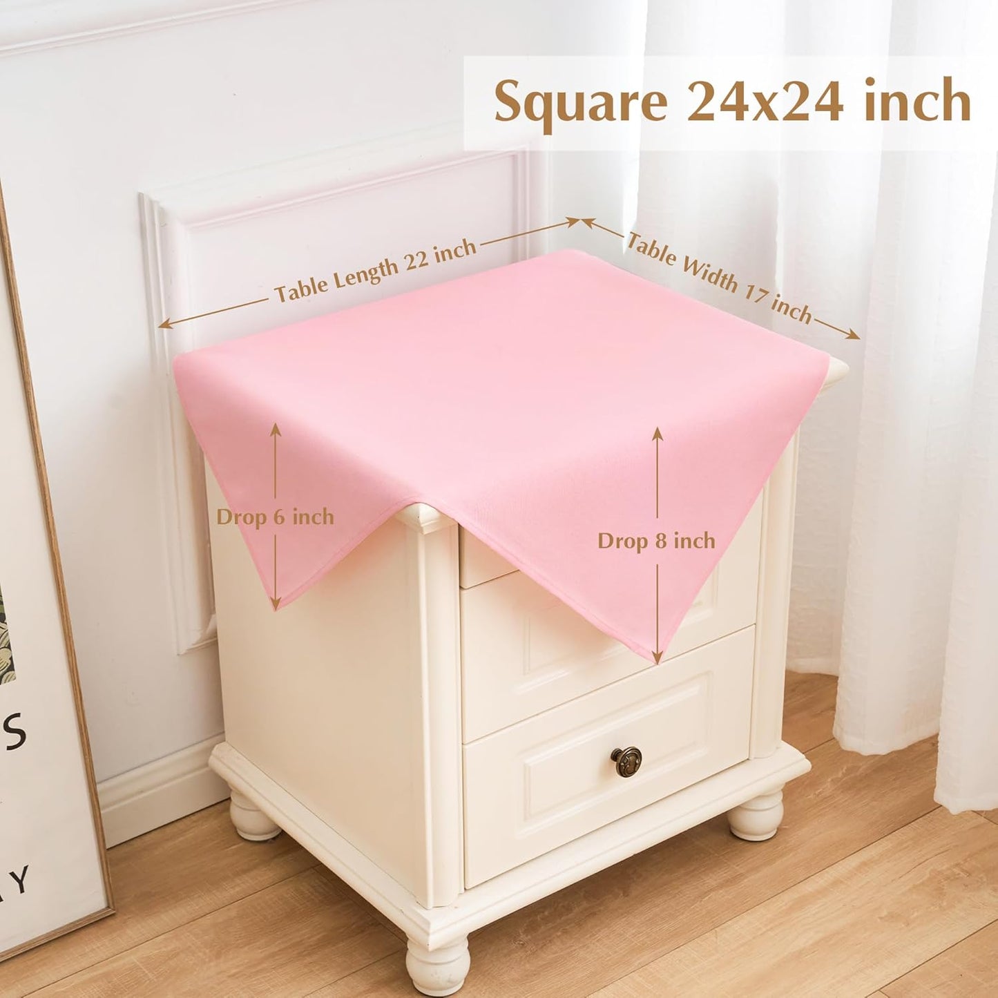 2 Pack Small Square Table Cloth 24X24 Inch Pink Tablecloth Washable Polyester Solid Table Cover for Night Stand End Table Side Table Outdoor Indoor