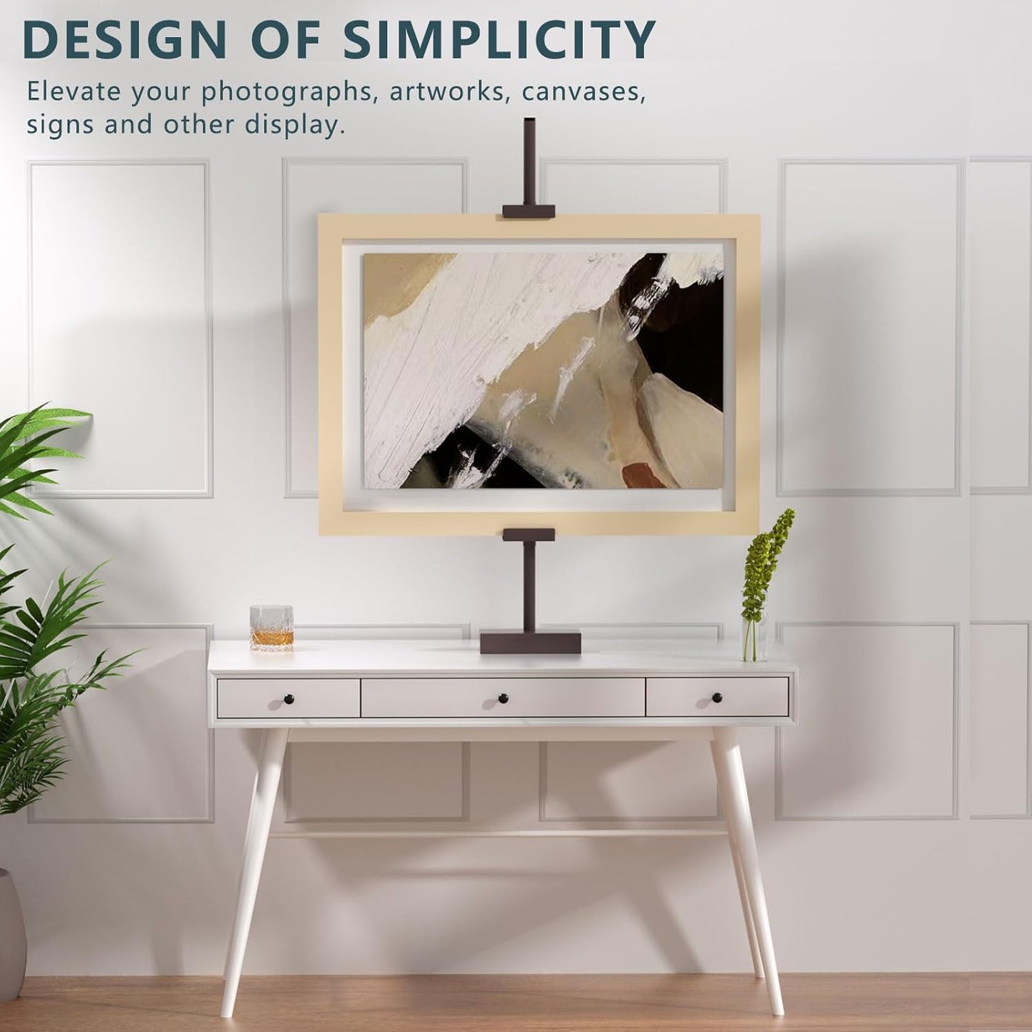 Tabletop Picture Frame Stand, Adjustable for Frames Up to 29" H, Frame Holder Stand Table Easels for Display, Metal Standing Easel Display Stand for Picture Frames, Artwork, Canvas (Brown)