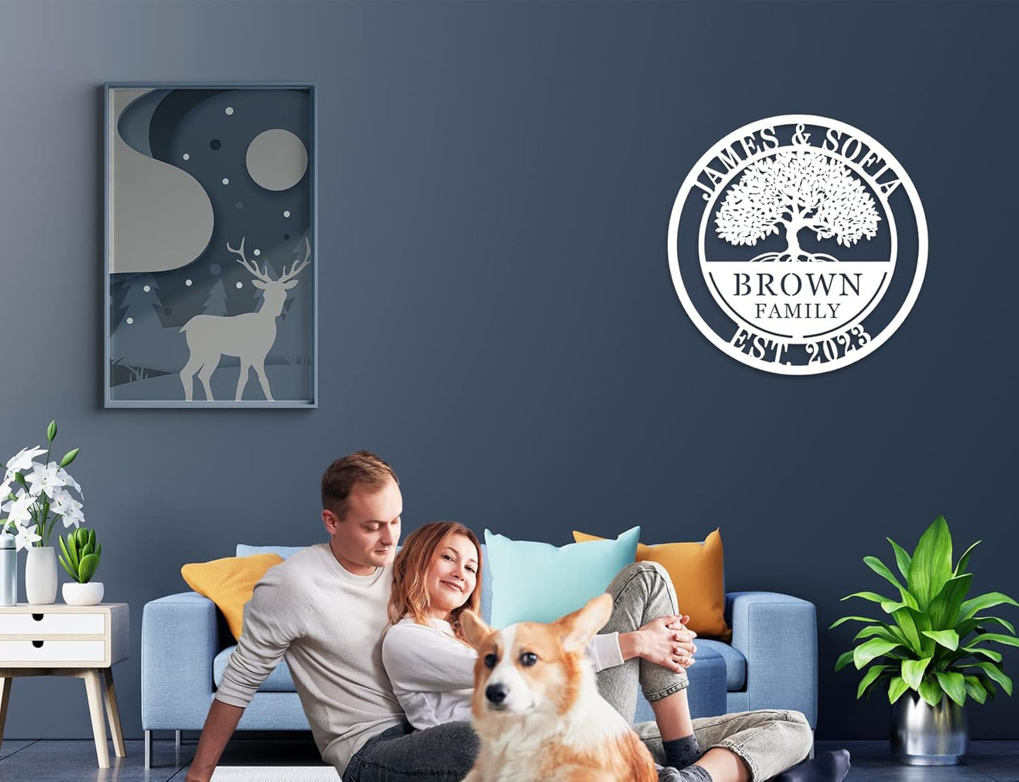 Custom Tree of Life with Roots Family Name Sign, Personalized Metal Sign