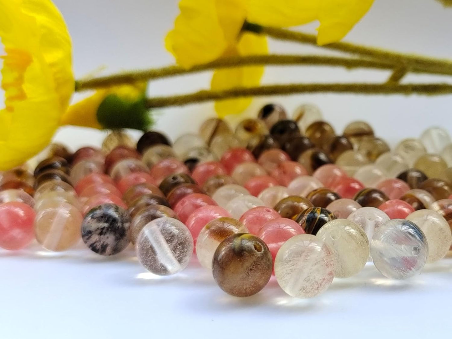 Stone Beads 10mm 60pcs Colorful Watermelon Quartz Beads Round Loose Gemstones Beads for Bracelet Necklace Jewelry Making (10mm, 61022 Colorful Watermelon Quartz)