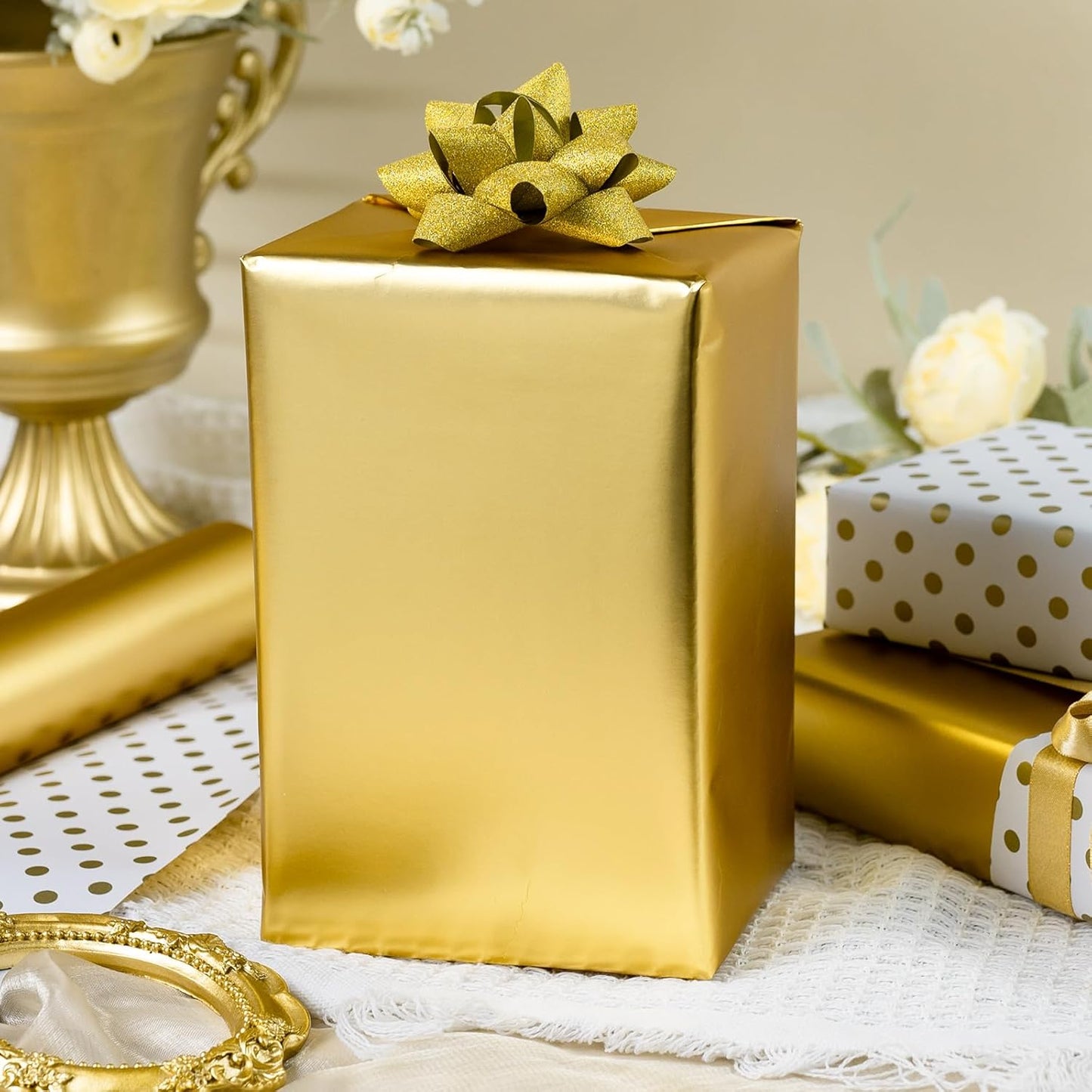 Garbendy Gift Wrapping Paper Roll-Solid Color Pearly-Lustre Paper,Perfect for Wedding, Valentine's Day,Birthday, Christmas,Baby Shower, Party - 17 Inch X 33 Feet