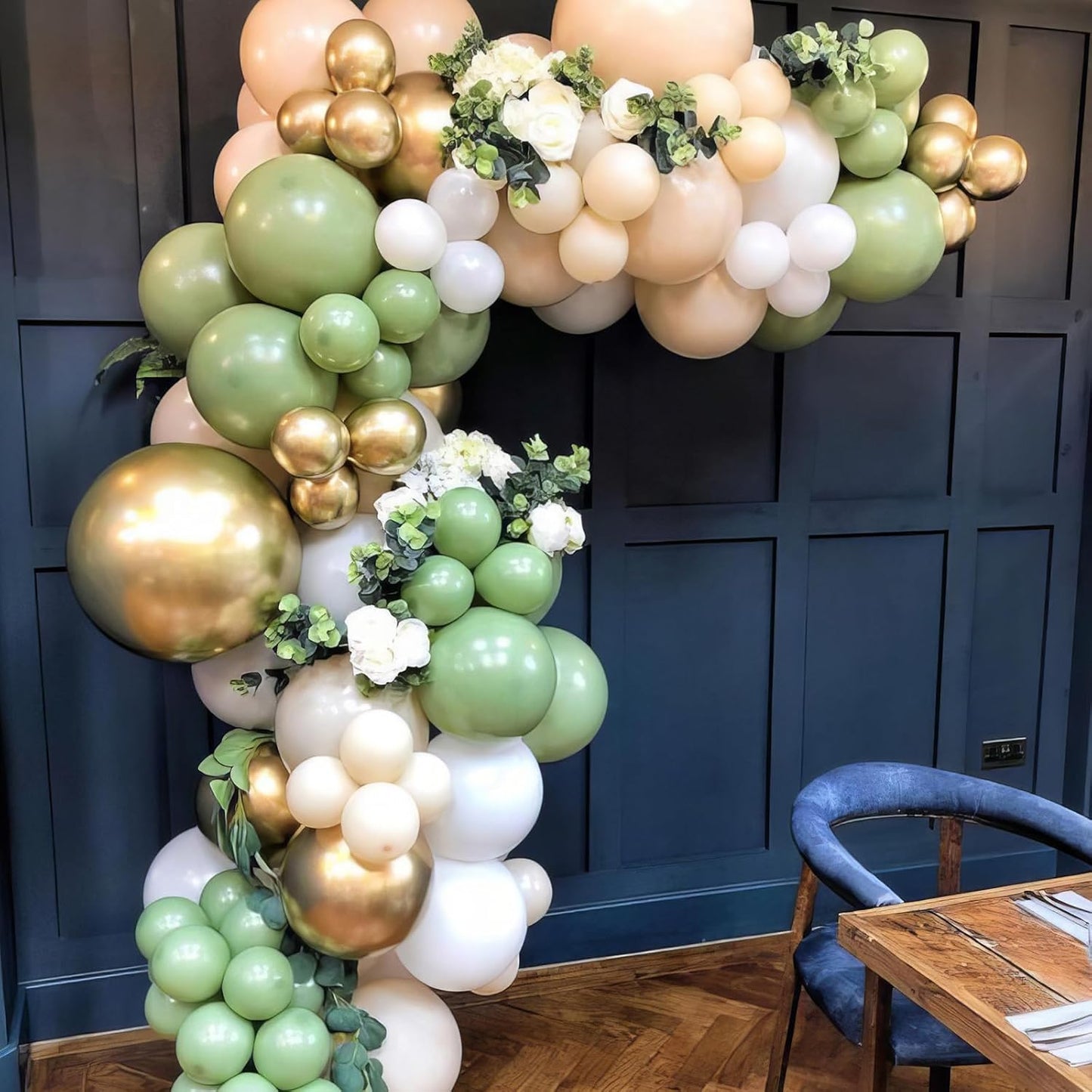 Sage Green Balloons, Sage Balloons Retro White Pearl Light Green Balloon, White Sand Gold Confetti Balloon for Baby Shower Birthday Wedding Graduation Party Decorations Supplies