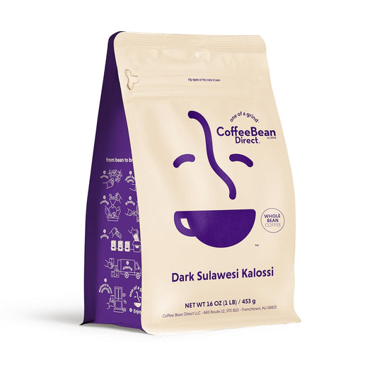 Coffee Bean Direct Dark Sulawesi Kalossi, Whole Bean Coffee, Arabica Coffee, Dark Roast, 1 Pound Bag (Pack of 1)