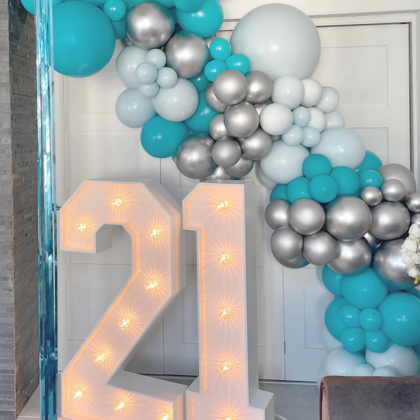 Paready Teal Blue Balloons Set, 50pcs 12 Inch Turquoise Metallic Green Confetti Silver White Balloons For Wedding, Bridal Shower, Engagement, Birthday