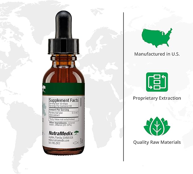 NutraMedix Parsley Herbal Supplement - Parsley Leaf and Stem Extract - Antioxidant Support, Body Detox & Cleanse Support - Liquid Herbal Supplements for Immune Health (1oz / 30ml)