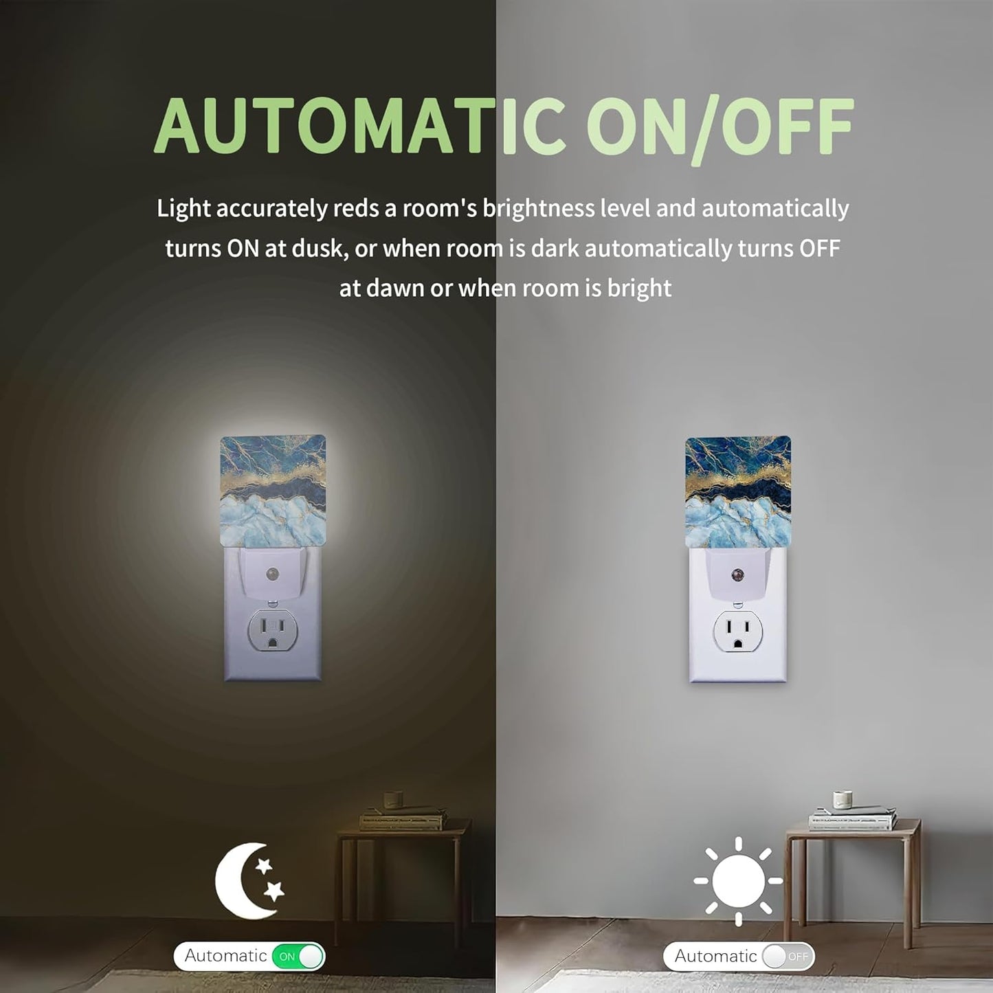 Blue Indigo Marble Night Light, Night Light Plug into Wall with Dusk to Dawn Sensor, LED Lamp Energy Saving Lights for Men Women Boys Girls,Lamp for Bedroom Bathroom Hallway