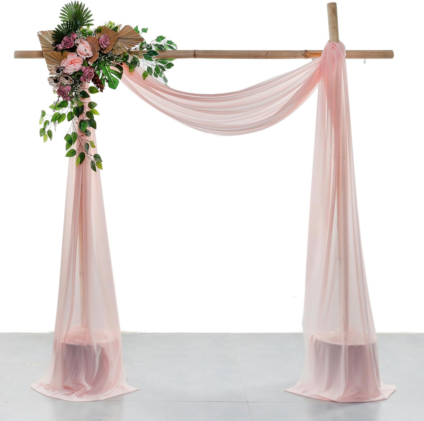 VDS Pack of 2 Panel (30 Inch X 50 Feet) Wedding Arch Draping Fabric Sheer Chiffon Fabric Drapery for Wedding Ceremony Reception Swag Backdrop Canopy Chuppah ARBO Altars Decoration (Dusty Rose)