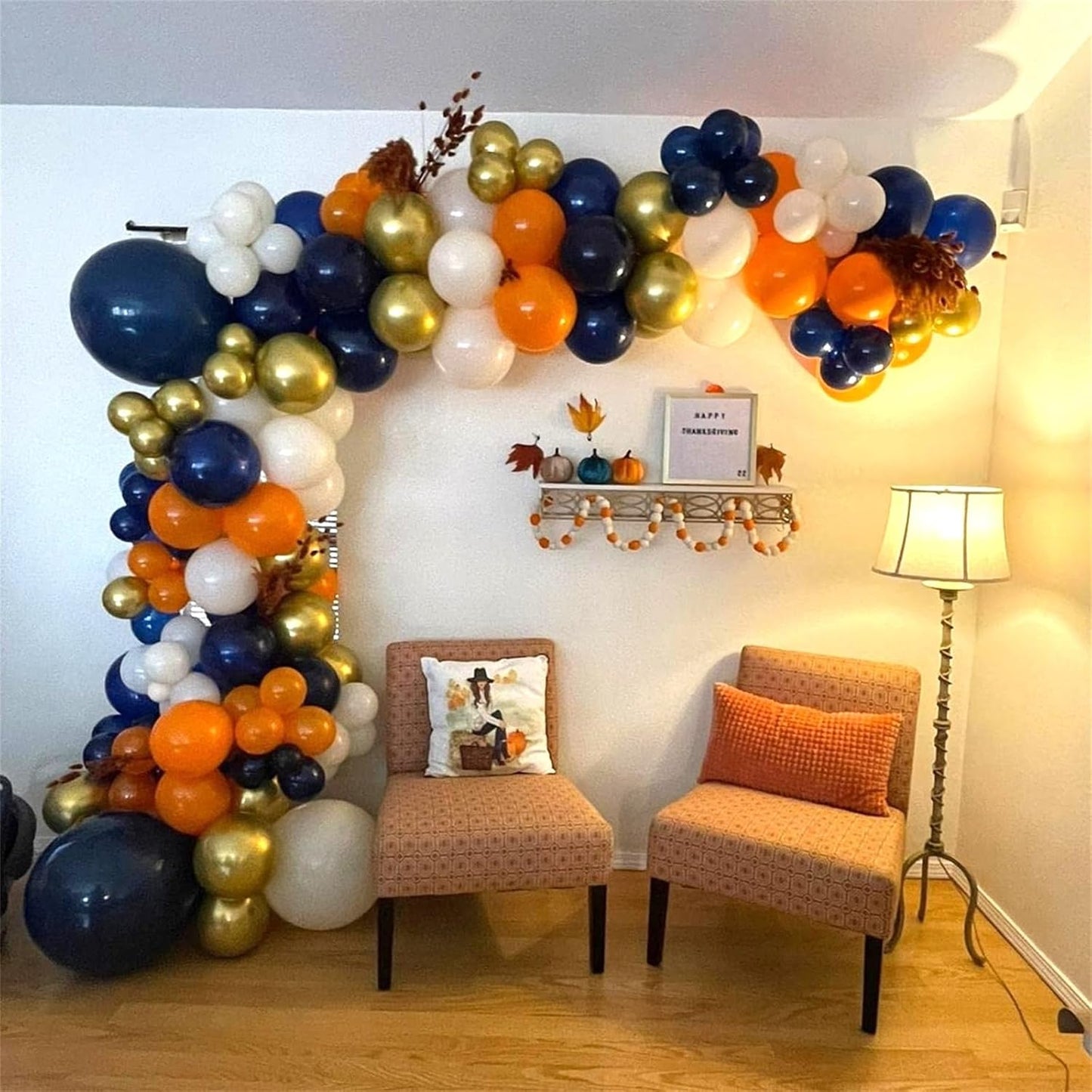 Navy Blue and Orange Balloons, Navy Metallic Orange White Latex Balloons Set, Dark Orange for Boys Men Space Basketball Birthday Baby Shower Wedding Graduation Party Decorations Is-02