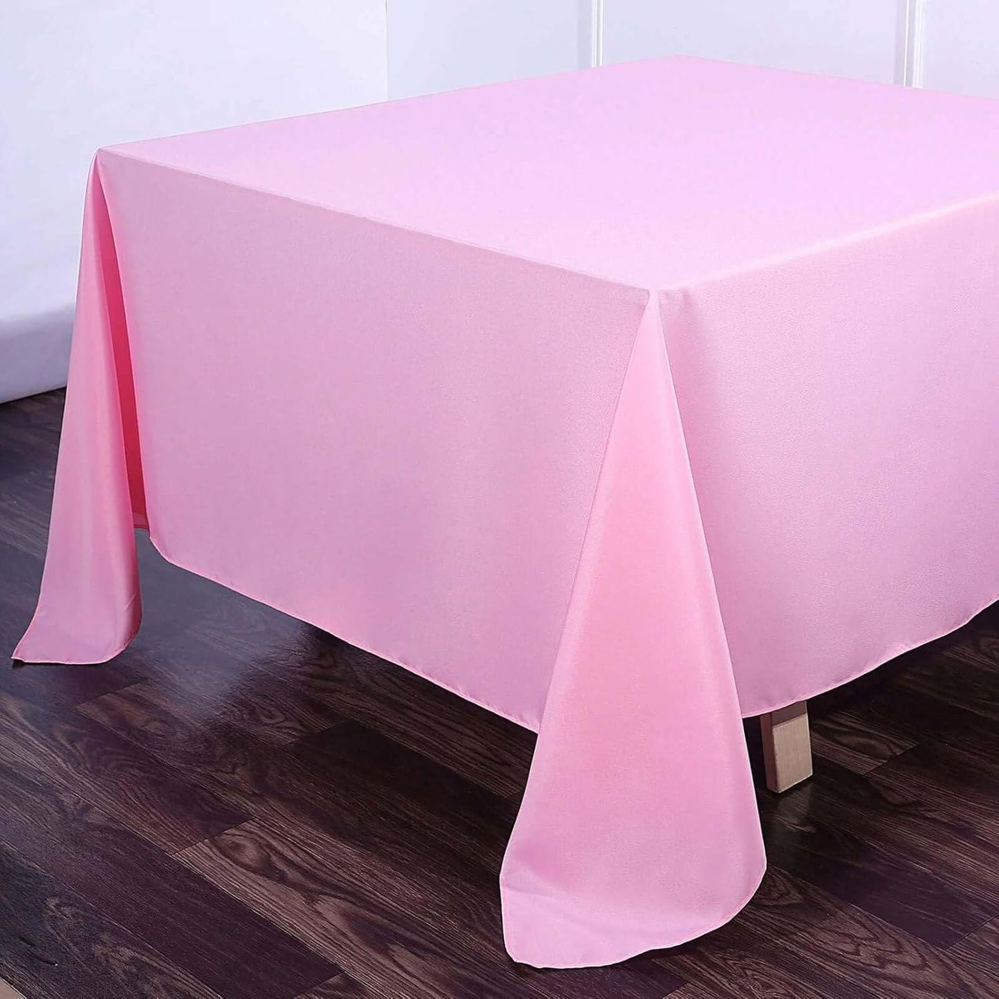 Efavormart 90" Square Polyester Table Overlay for Wedding Kitchen Dining Events - Pink