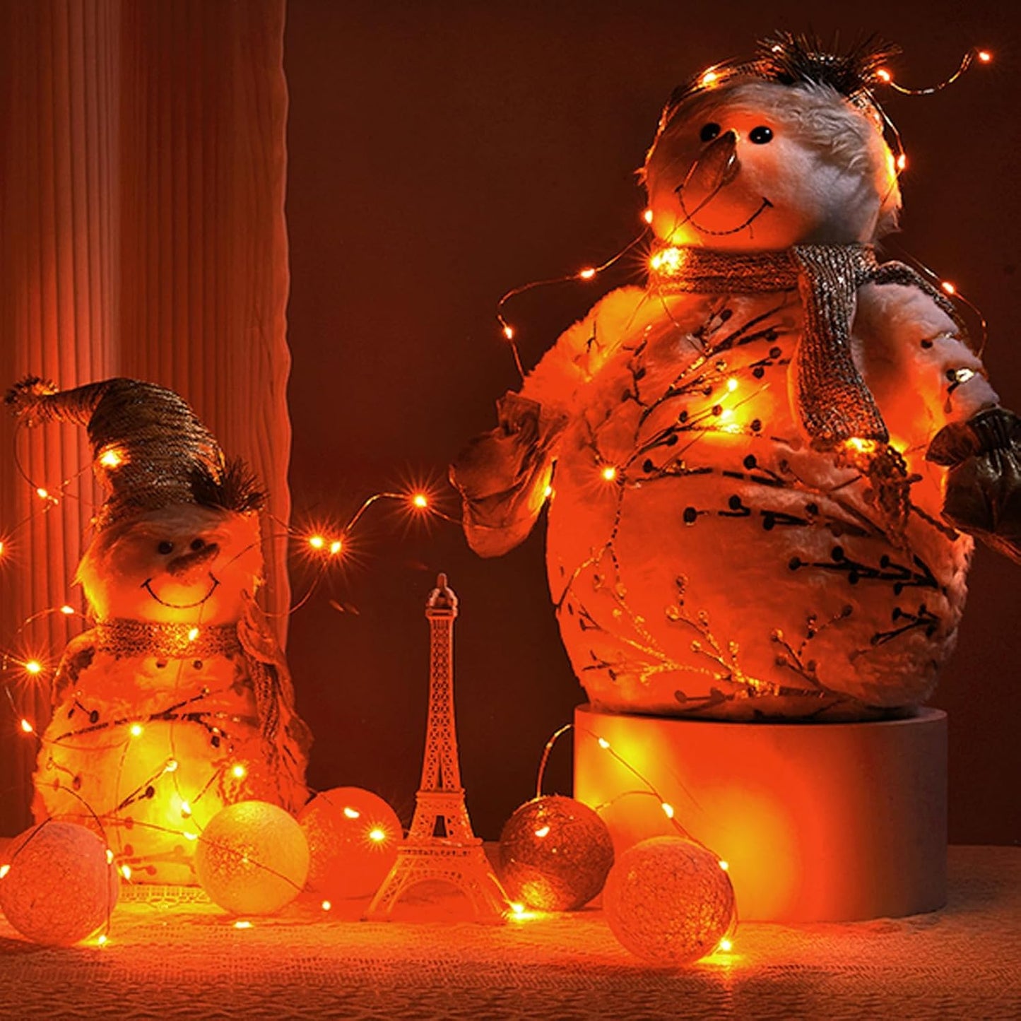 24 Pack LED Fairy Lights Battery Operated 7Ft 20Led Mini String Lights Waterproof Christmas for Mason Jars Bedroom DIY Party Wedding Christmas Decor Orange