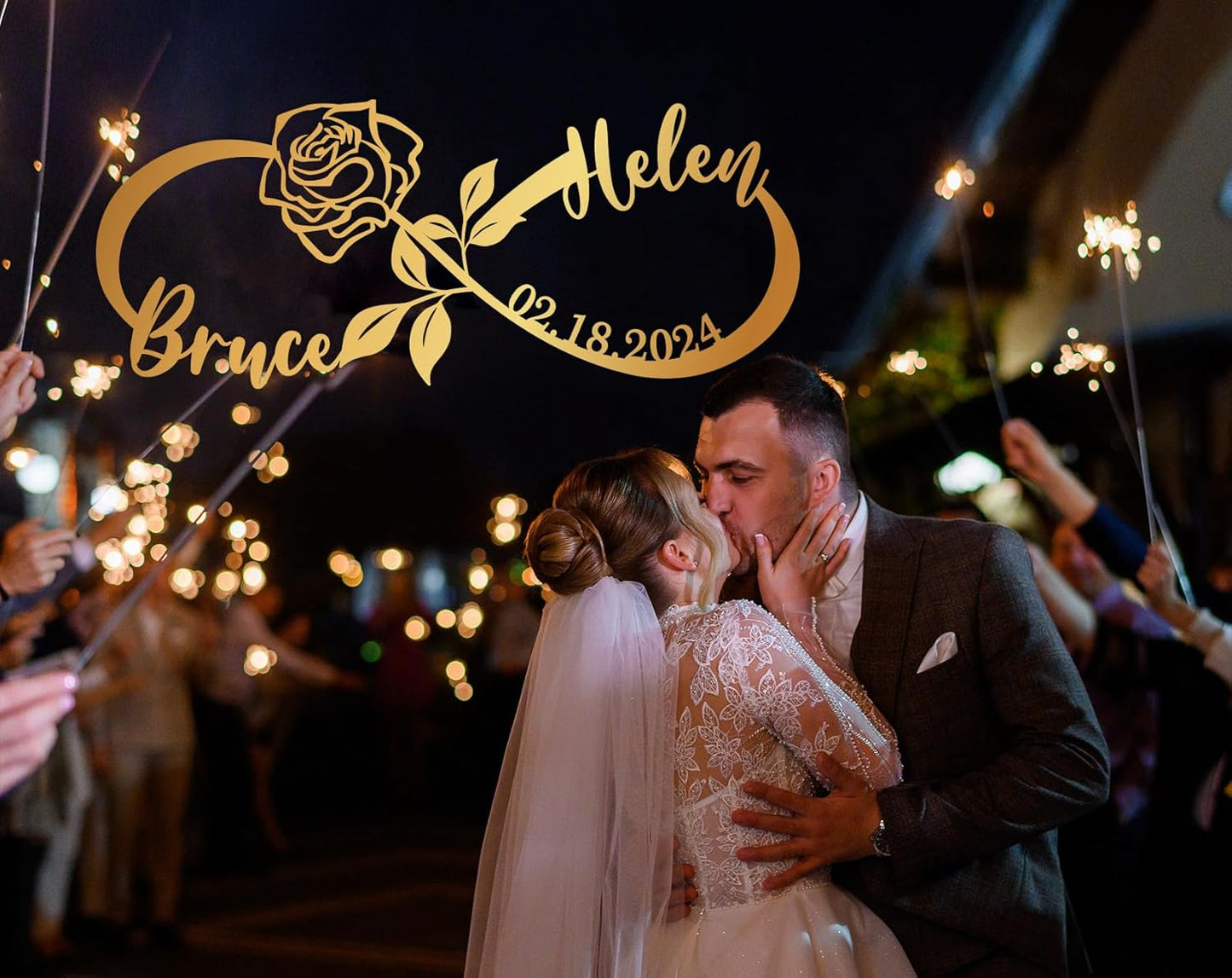 Custom Infinity Sign, Personalized Couples Name Sign, Infinity Metal Name Sign, Personalized Wedding Gifts, Love Name Sign, Infinity Wall Decor with Flower, Anniversary Housewarming Gift